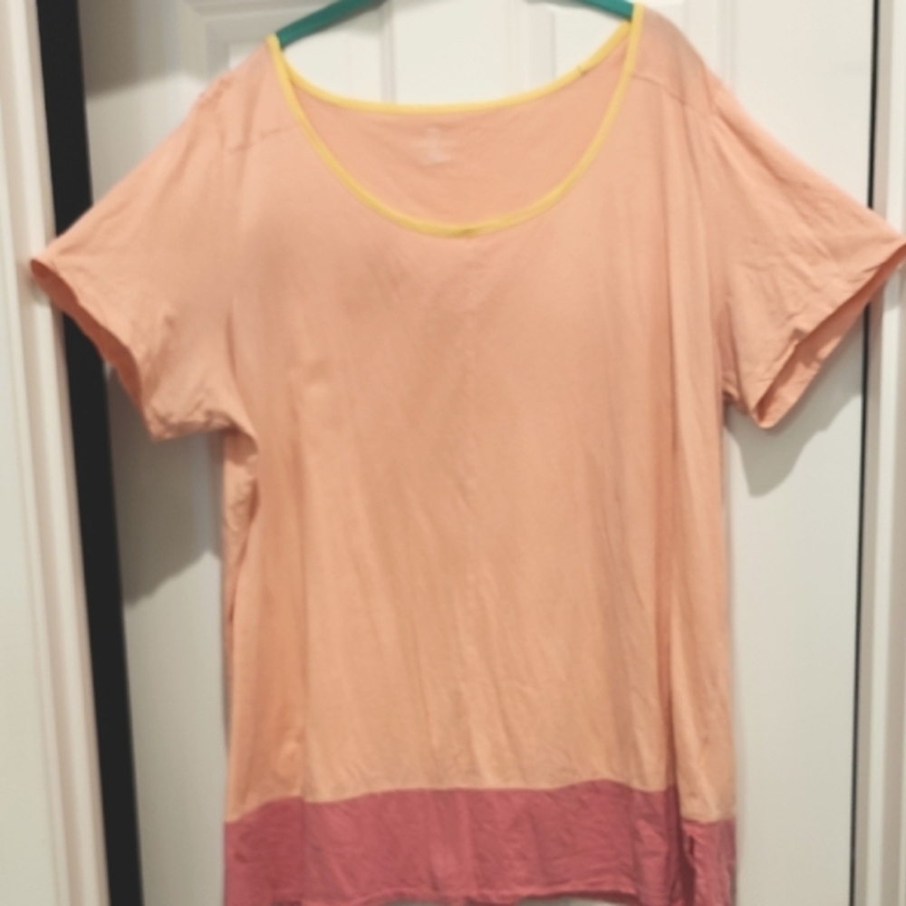 Lands End Peach and Pink Colorblock T-Shirt 2x
